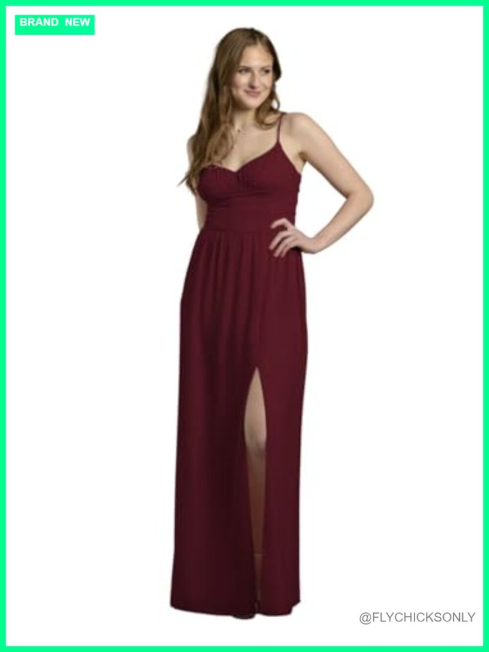 Chiffon Spaghetti Strap A-Line Formal Dress with Slit
